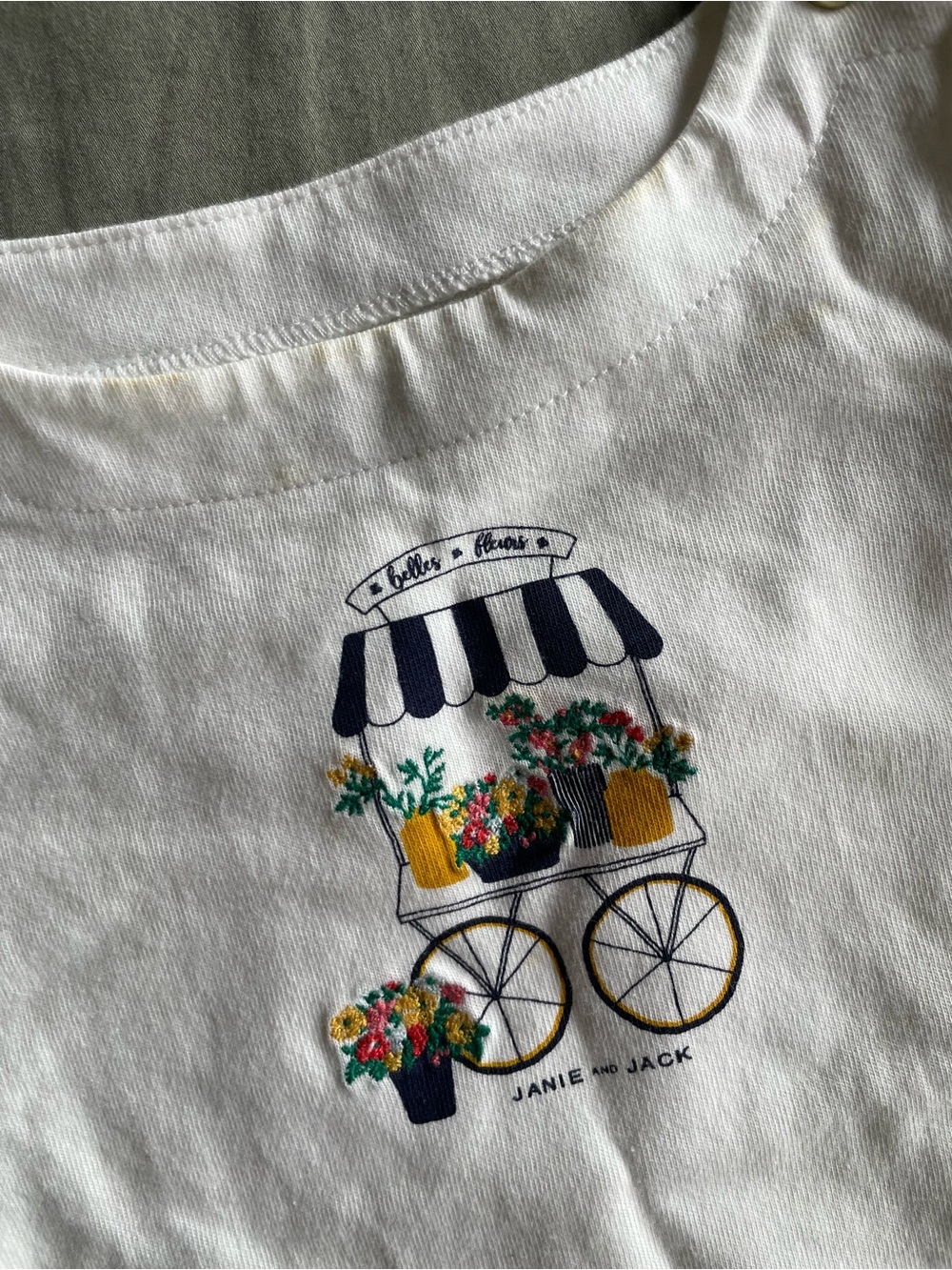 [Janie and Jack] 6-12 MO White Flower Cart Shirt